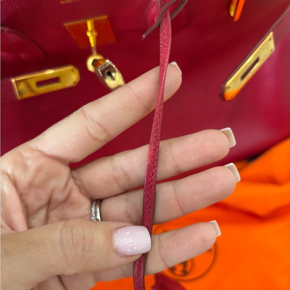 Authentic HERMES birkin 35 courchevel leather vermillion red satchel - Picture 12 of 16